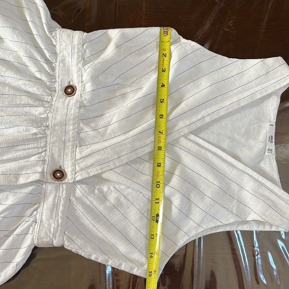 Mango sleeveless buttoned  wrap white with blue line dress , size US S - Picture 7 of 15